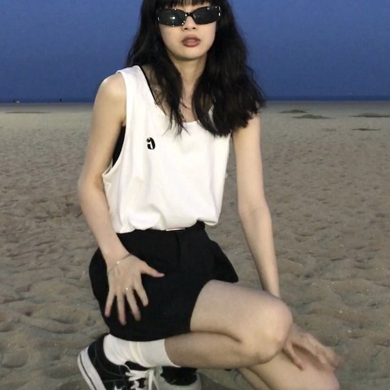 Jiashucheng Áo Thun Sát Nách Dáng Rộng Phong Cách Thể Thao Thời Trang Mùa Hè Xinh Xắn Cho Nữ