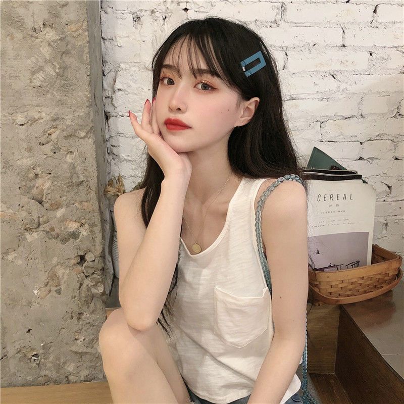 Jiashucheng Áo Thun Không Tay Dáng Ôm Ngắn Phong Cách Hàn Quốc Thời Trang Mùa Hè Dành Cho Bạn Nữ