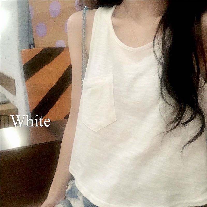 Jiashucheng Áo Thun Không Tay Dáng Ôm Ngắn Phong Cách Hàn Quốc Thời Trang Mùa Hè Dành Cho Bạn Nữ