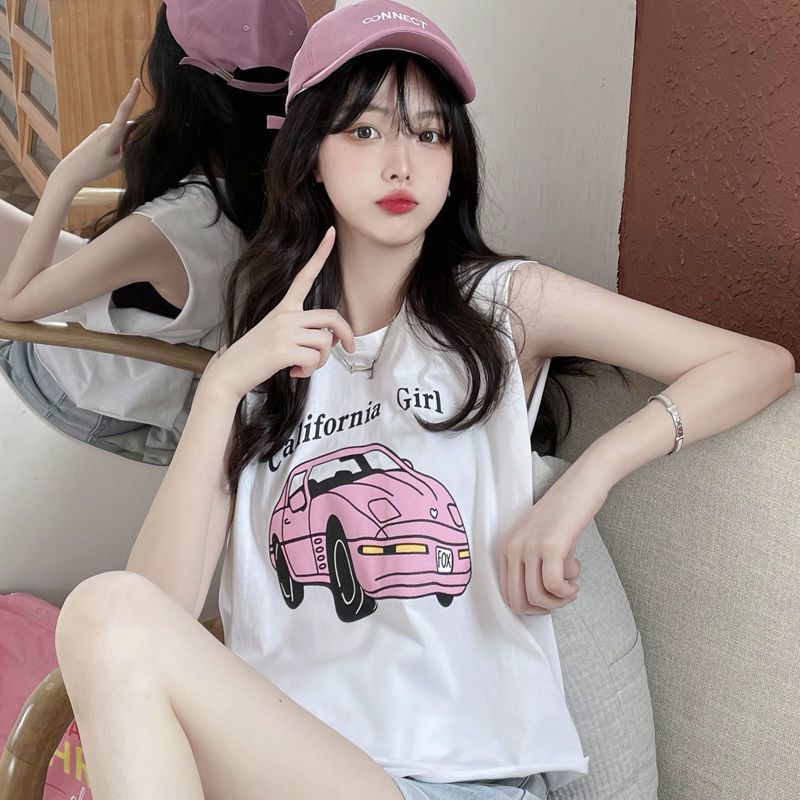 Áo Thun Thể Thao Không Tay Dáng Rộng Thời Trang Mùa Hè Nhật Bản Dành Cho Nữ