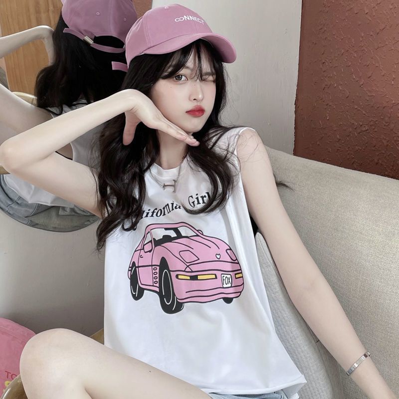 Áo Thun Thể Thao Không Tay Dáng Rộng Thời Trang Mùa Hè Nhật Bản Dành Cho Nữ