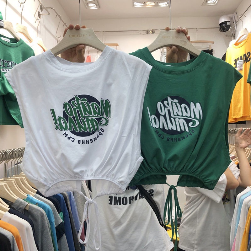 Áo Thun Sát Nách Cổ Tròn Dáng Rộng Giả Hai Lớp In Họa Tiết Phong Cách Châu Âu Thời Trang Cho Nữ