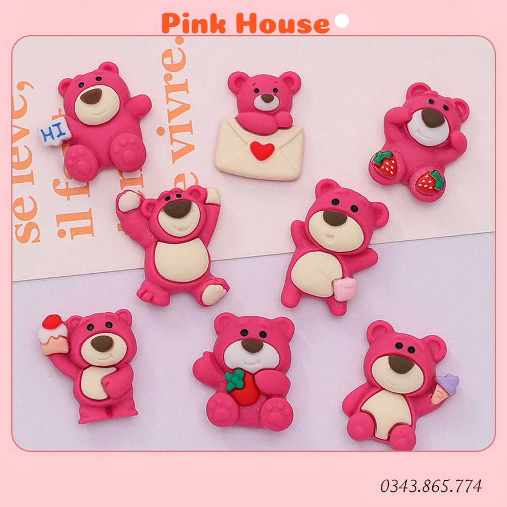Jibbittz, Sticker Gắn Dép Crosc Gấu Dâu Hồng Độc Đáo