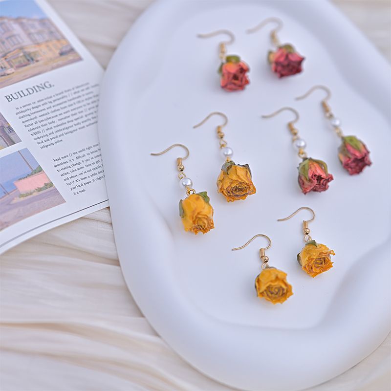 Bông Tai Hình Hoa Hồng Phong Cách Cổ Điển Thời Trang Xuân Hè Xinh Xắn Cho Nữ