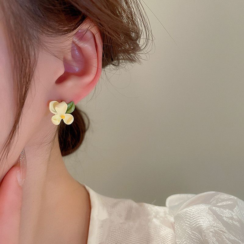 Bông Tai Bạc Hình Hoa Lá Dễ Thương Thời Trang Cho Nữ