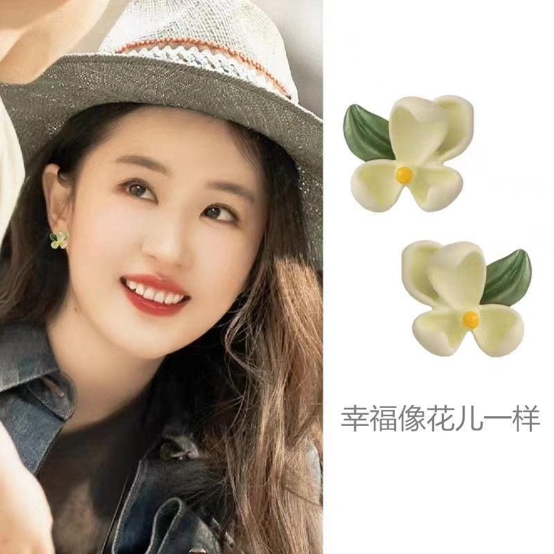 Bông Tai Bạc Hình Hoa Lá Dễ Thương Thời Trang Cho Nữ