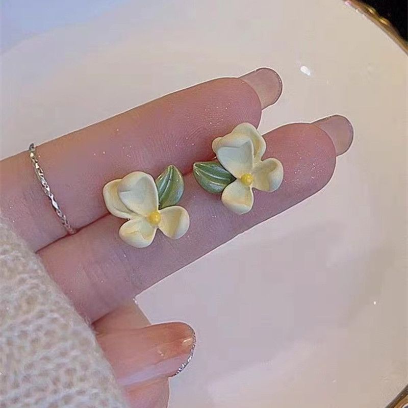 Bông Tai Bạc Hình Hoa Lá Dễ Thương Thời Trang Cho Nữ