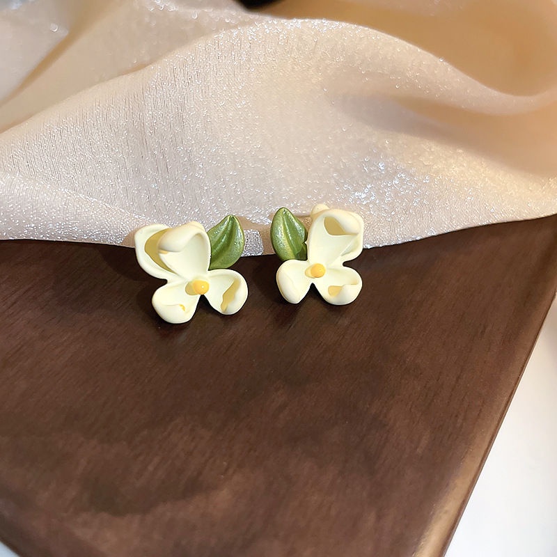 Bông Tai Bạc Hình Hoa Lá Dễ Thương Thời Trang Cho Nữ