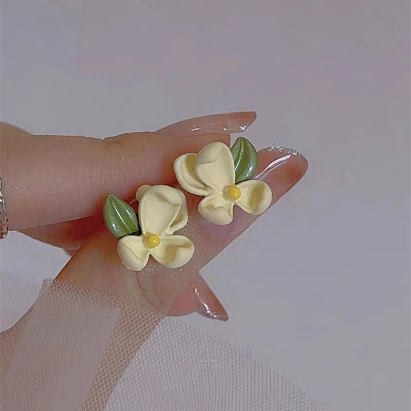 Bông Tai Bạc Hình Hoa Lá Dễ Thương Thời Trang Cho Nữ