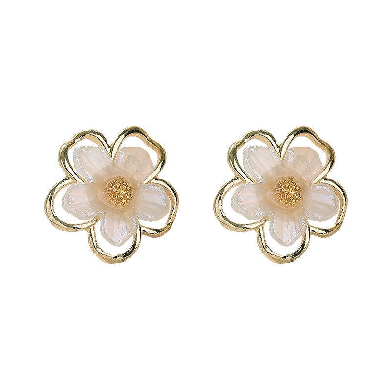 Khuyên Tai Dạng Kẹp Hình Hoa Vỏ Sò Bằng Bạc sterling Cao Cấp Phong Cách Pháp Cổ Điển Mềm