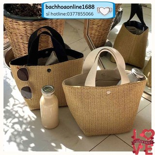 Túi Cói Đi Biển, Túi Cói Vintage đi picnic dã ngoại xinh xắn, giỏ xách đi chơi du lịch GG