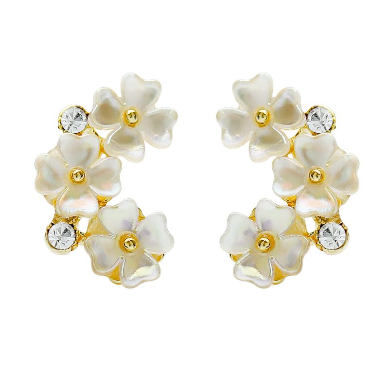 Khuyên Tai Bạc sterling Cao Cấp Hình Hoa Anh Đào Và Vỏ Sò Phong Cách Pháp Cổ Điển Cá Tính Dành Cho Nữ