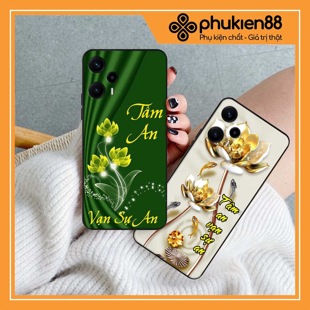 Ốp lưng Xiaomi Poco F5 / F5 Pro hình hoa tâm an vạn sự an, thư pháp ý nghĩa, rẻ bền đẹp
