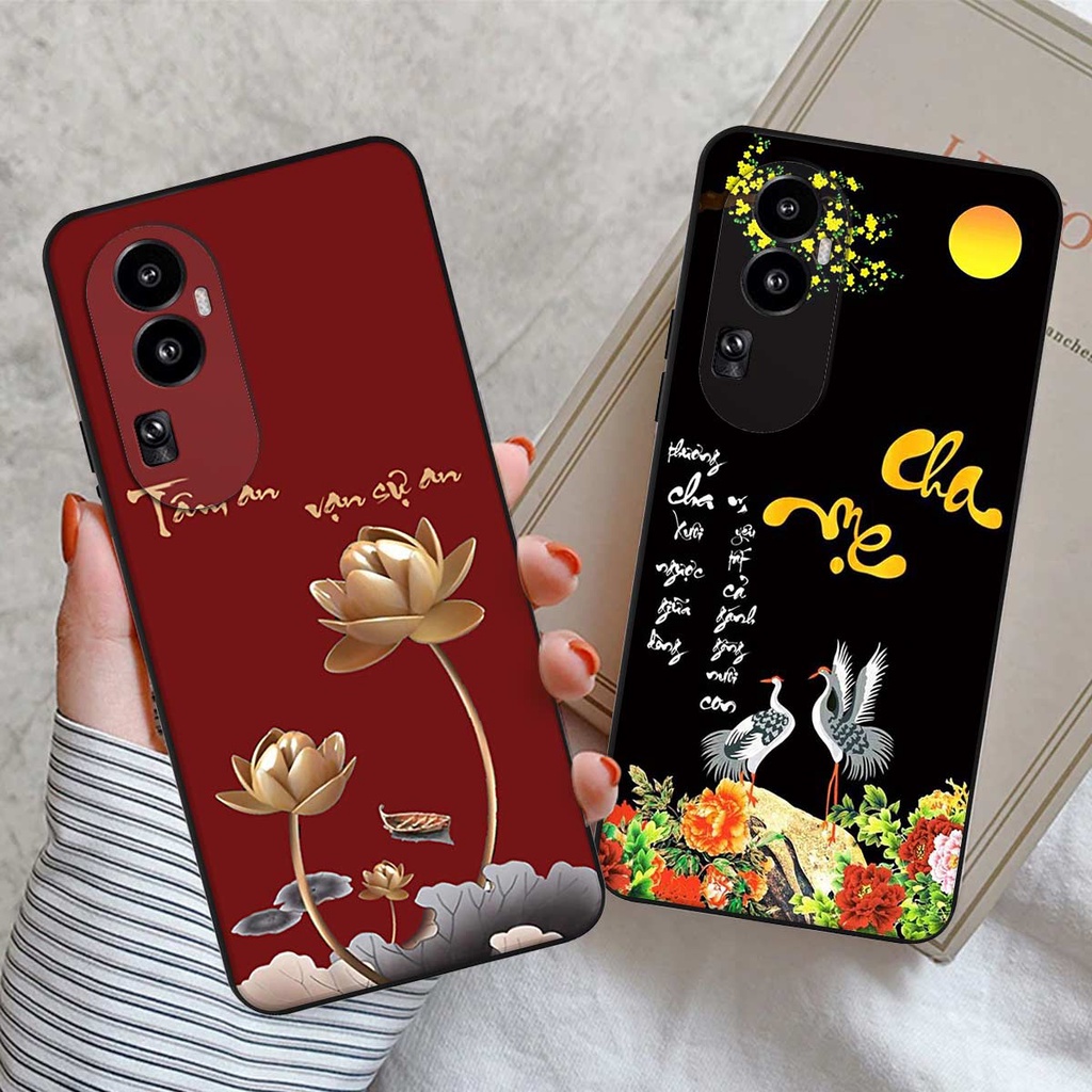 Ốp lưng Oppo Reno 10 Pro Pro+ / Reno10 Pro Plus hình hoa tâm an vạn sự an, thư pháp ý nghĩa, rẻ bền đẹp