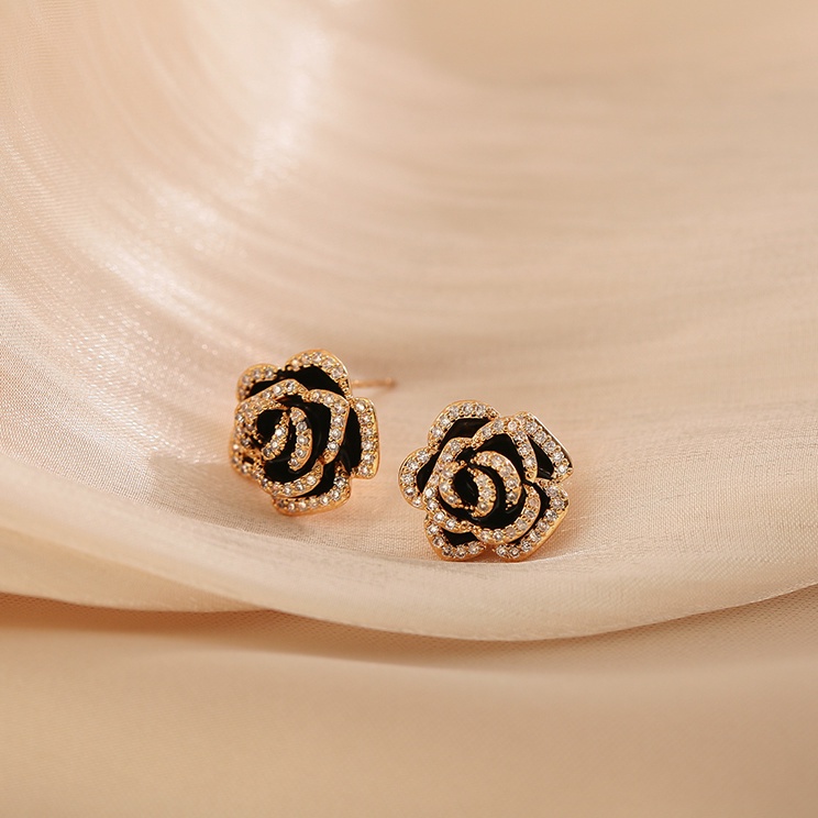 Khuyên Tai Hình Hoa Trà Đen Bằng Bạc sterling Cao Cấp Thời Trang 2023 Dành Cho Bạn Nữ