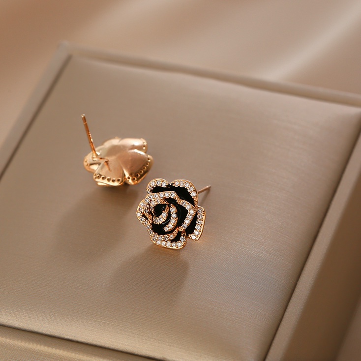 Khuyên Tai Hình Hoa Trà Đen Bằng Bạc sterling Cao Cấp Thời Trang 2023 Dành Cho Bạn Nữ