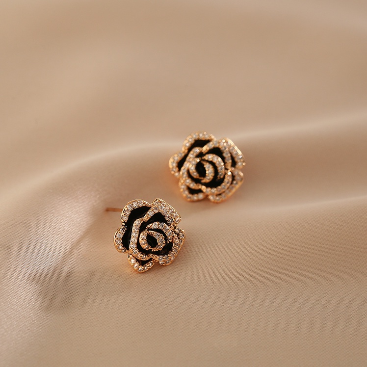 Khuyên Tai Hình Hoa Trà Đen Bằng Bạc sterling Cao Cấp Thời Trang 2023 Dành Cho Bạn Nữ