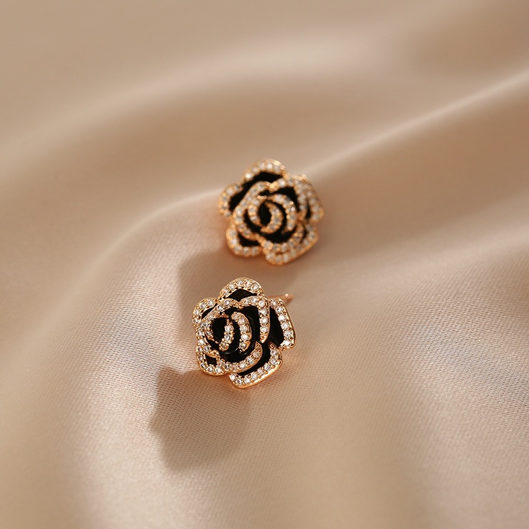 Khuyên Tai Hình Hoa Trà Đen Bằng Bạc sterling Cao Cấp Thời Trang 2023 Dành Cho Bạn Nữ