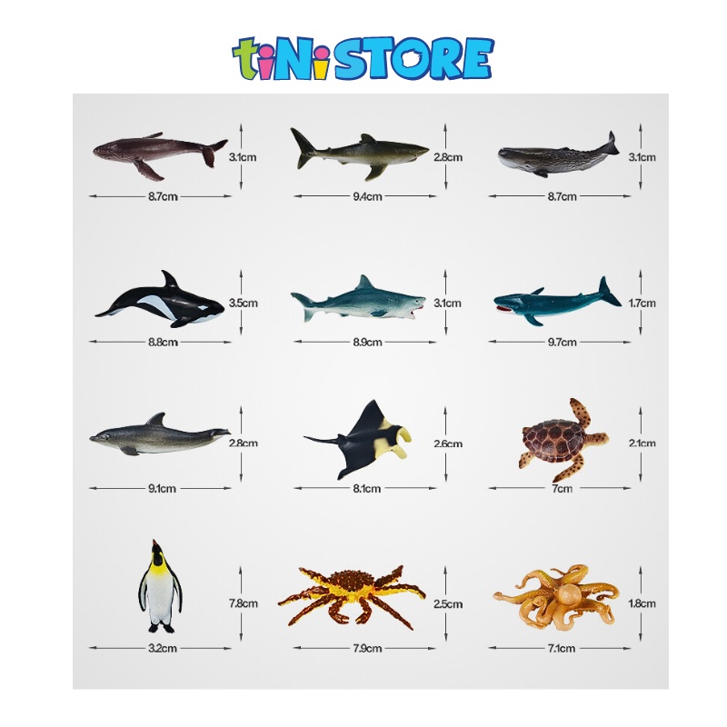 tiNiStore-Bộ đồ chơi 12 mô hình sinh vật biển Recur R8010T