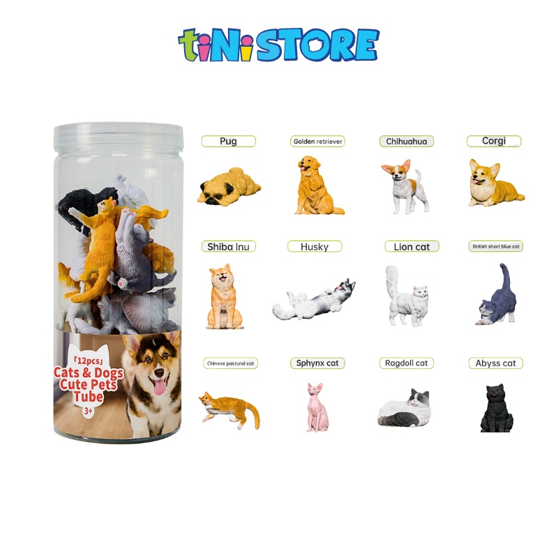 tiNiStore-Bộ đồ chơi 12 mô hình thú cưng Recur RH061