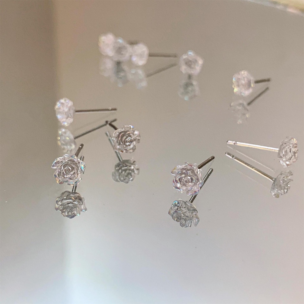 Khuyên Tai Hình Hoa Hồng Trong Suốt Nhẹ Nhàng Sang Trọng