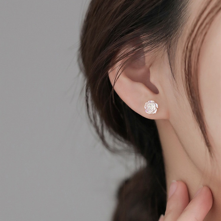 Khuyên Tai Hình Hoa Hồng Trong Suốt Nhẹ Nhàng Sang Trọng