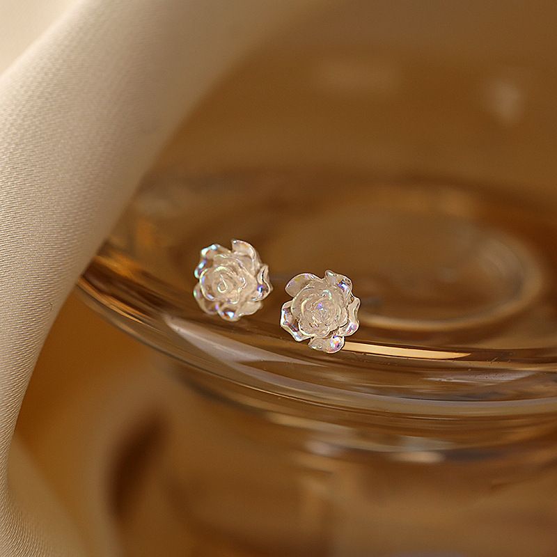Khuyên Tai Hình Hoa Hồng Trong Suốt Nhẹ Nhàng Sang Trọng