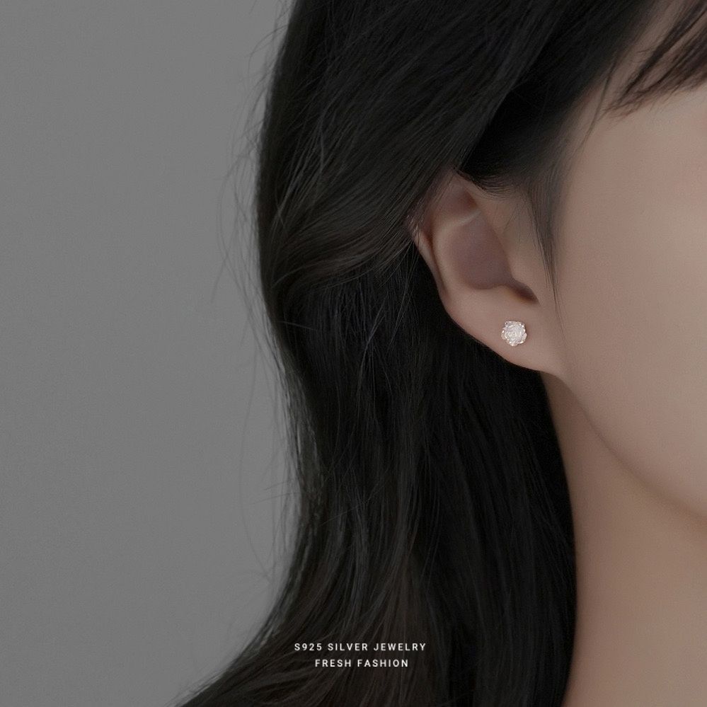 Khuyên Tai Bạc sterling Hình Hoa Hồng Thời Trang Mới 2023 je