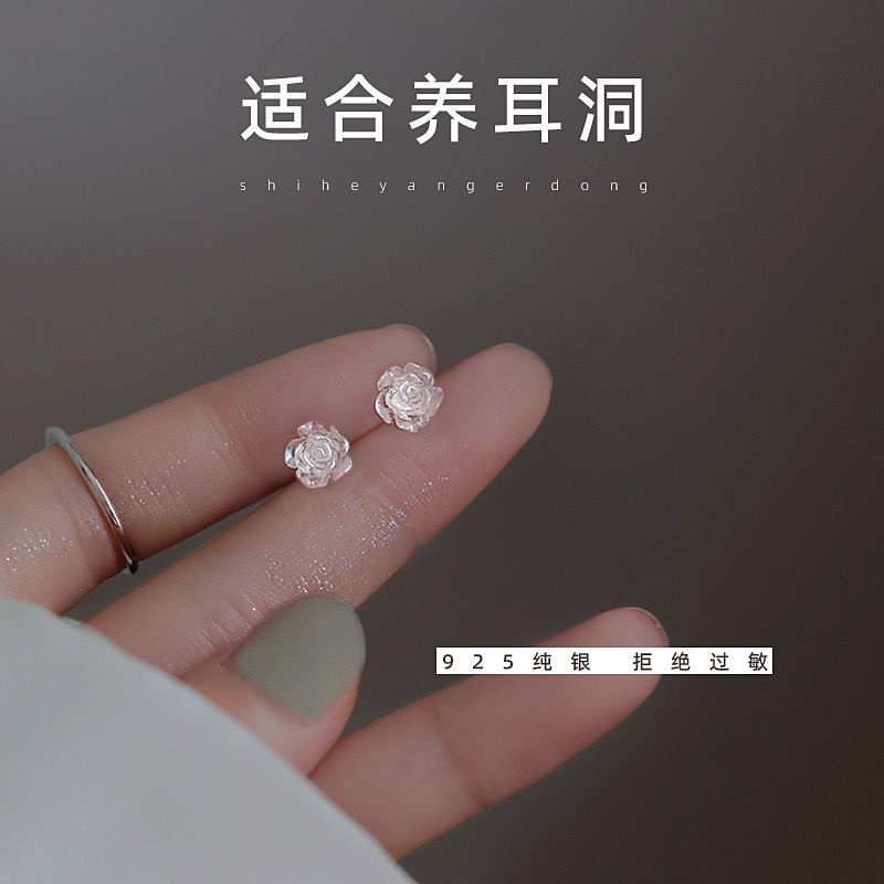 Khuyên Tai Bạc sterling Hình Hoa Hồng Thời Trang Mới 2023 je