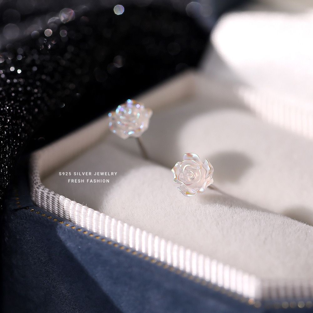 Khuyên Tai Bạc sterling Hình Hoa Hồng Thời Trang Mới 2023 je