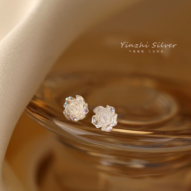 Khuyên Tai Bạc sterling Hình Hoa Hồng Thời Trang Mới 2023 je