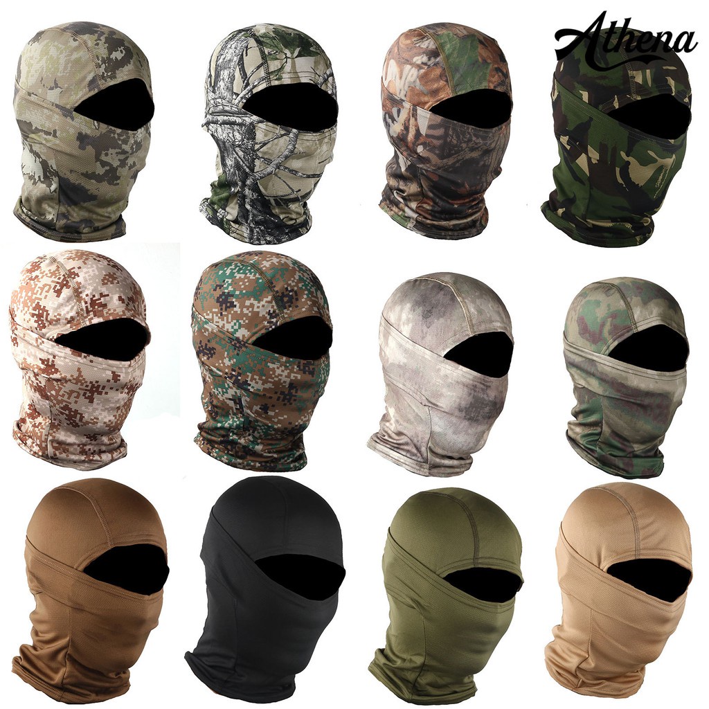 Mũ trùm đầu Balaclava phong cách ninja họa tiết quân đội/ màu trơn dành cho hoạt động ngoài trời