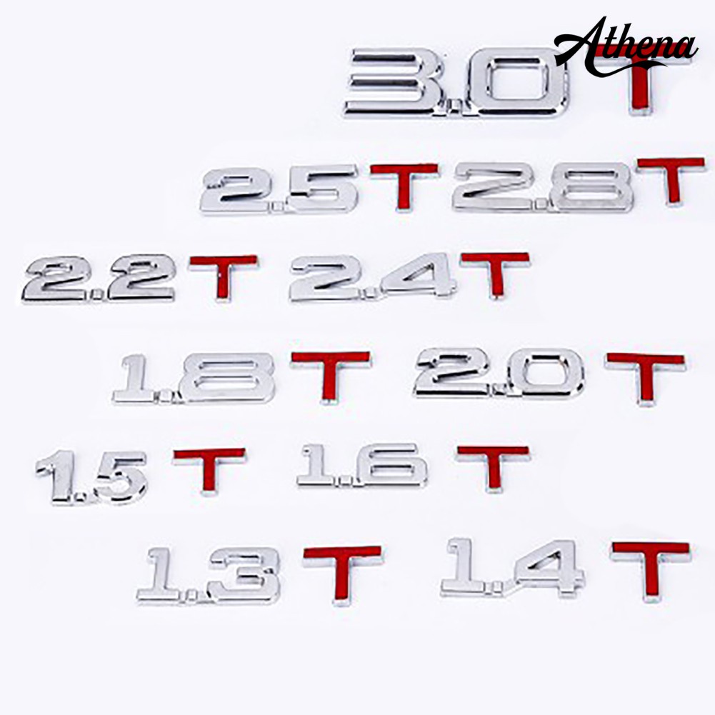 Miếng dán kim loại 3D logo hình chữ T 1.6 1.8 2.0 3.0 cho xe hơi