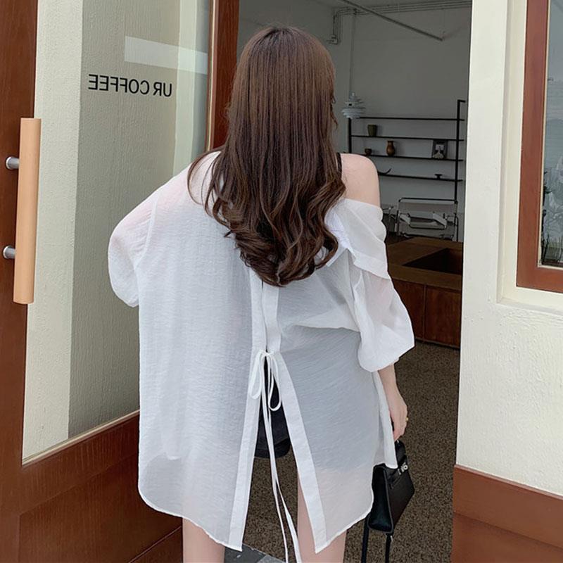 Jiashucheng Áo Khoác Mỏng Chống Nắng Dáng Rộng Xẻ Tà Sau Lưng Thời Trang Mùa Hè Cho Nữ