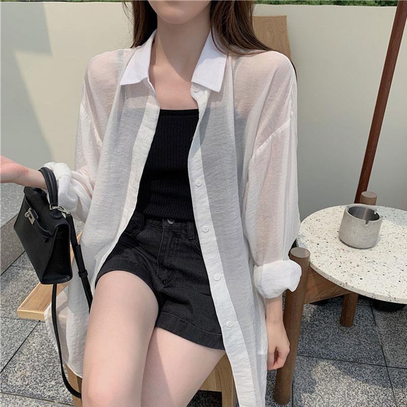 Jiashucheng Áo Khoác Mỏng Chống Nắng Dáng Rộng Xẻ Tà Sau Lưng Thời Trang Mùa Hè Cho Nữ