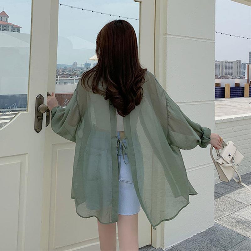 Jiashucheng Áo Khoác Mỏng Chống Nắng Dáng Rộng Xẻ Tà Sau Lưng Thời Trang Mùa Hè Cho Nữ