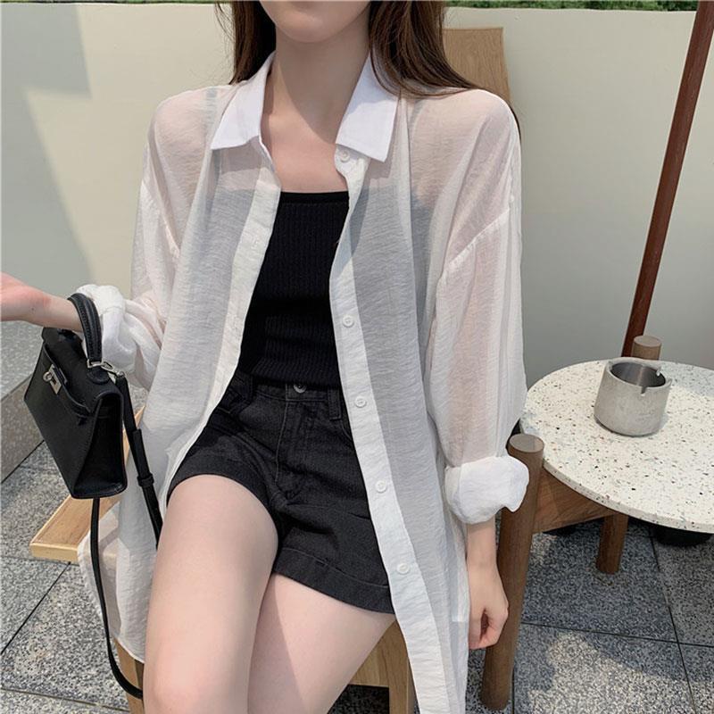 Jiashucheng Áo Khoác Mỏng Chống Nắng Dáng Rộng Xẻ Tà Sau Lưng Thời Trang Mùa Hè Cho Nữ