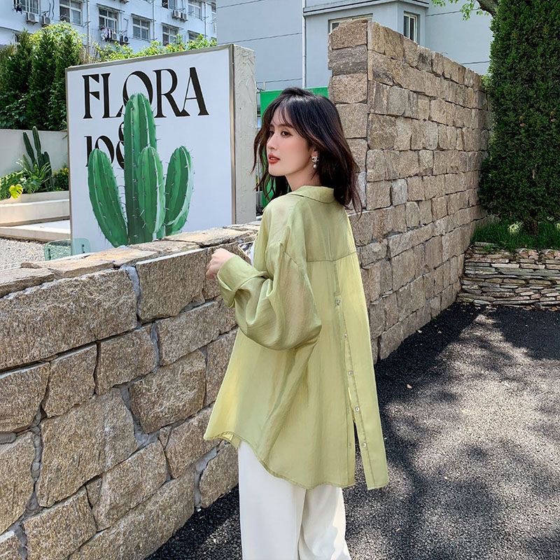 Jiashucheng Áo Khoác Cardigan Chống Nắng Bằng Lụa Băng Nhẹ Xẻ Lưng Phong Cách Đường Phố Màu Hồng Dễ Phối Đồ Cho Nữ