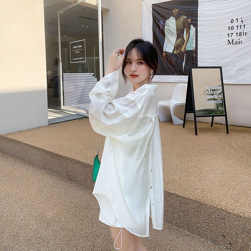 Jiashucheng Áo Khoác Cardigan Chống Nắng Bằng Lụa Băng Nhẹ Xẻ Lưng Phong Cách Đường Phố Màu Hồng Dễ Phối Đồ Cho Nữ