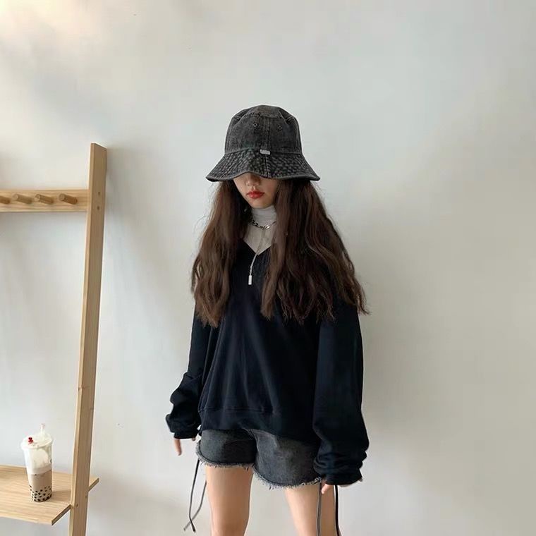 Jiashucheng Quần Short Denim Lưng Cao Ống Rộng Rách Lỗ Phong Cách Mới Nhất Dành Cho Nữ Sinh Siêu Hot