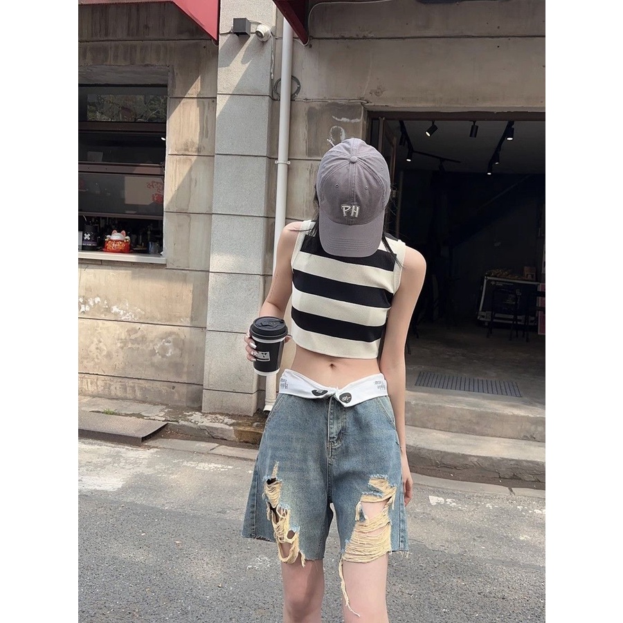 Jiashucheng Quần Denim Lửng Eo Cao In Họa Tiết Hoa Phong Cách Mỹ Hàn Quốc Cổ Điển Độc Đáo Thời Trang Xuân Hè Dành Cho Bạn Nữ