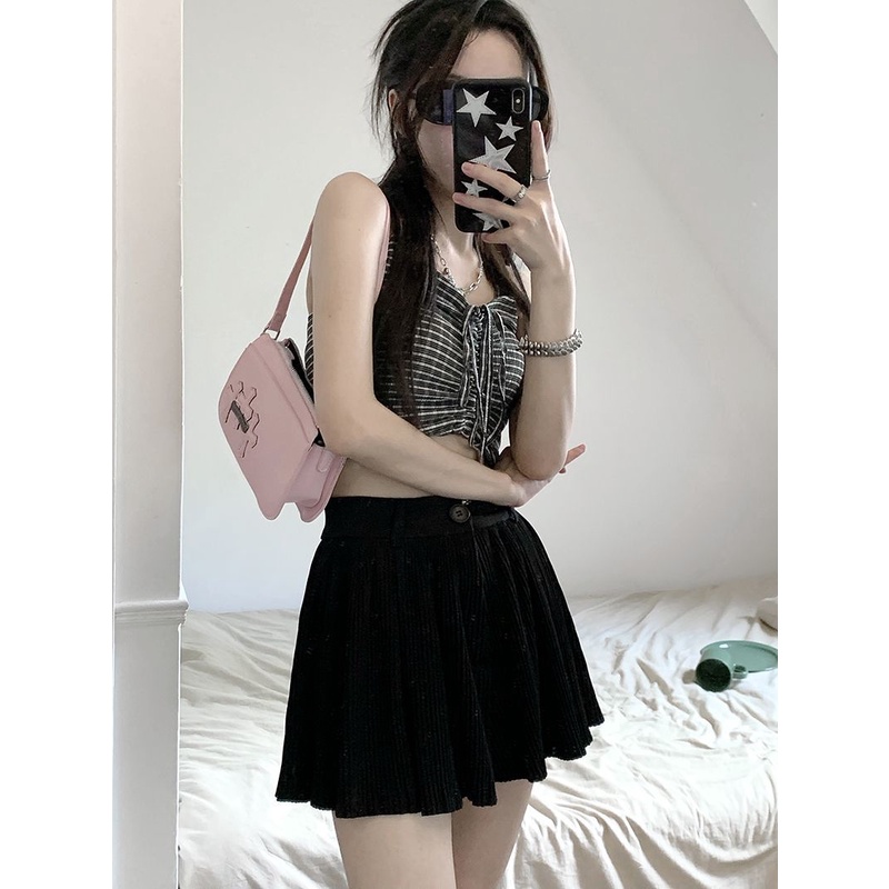 Quần Short Chữ a Lưng Cao Xếp Ly Phong Cách Hong Kong Thời Trang Mùa Hè Hàng Mới Dành Cho Bạn Nữ