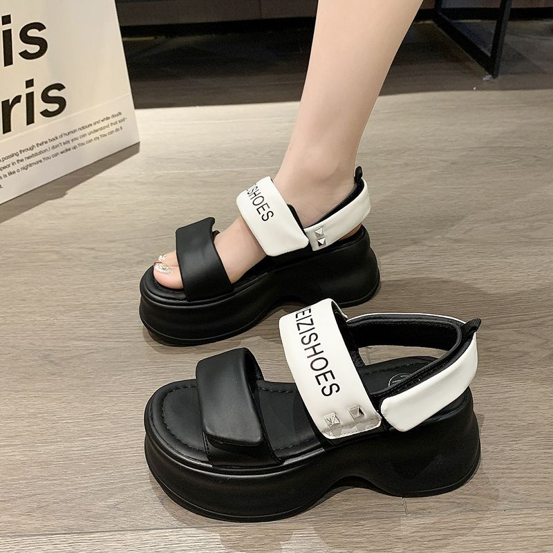 Giày Sandal Bằng Da Thật Đế Dày Hở Ngón Quai Dán Khóa Dán Thời Trang 2023 Cho Nữ