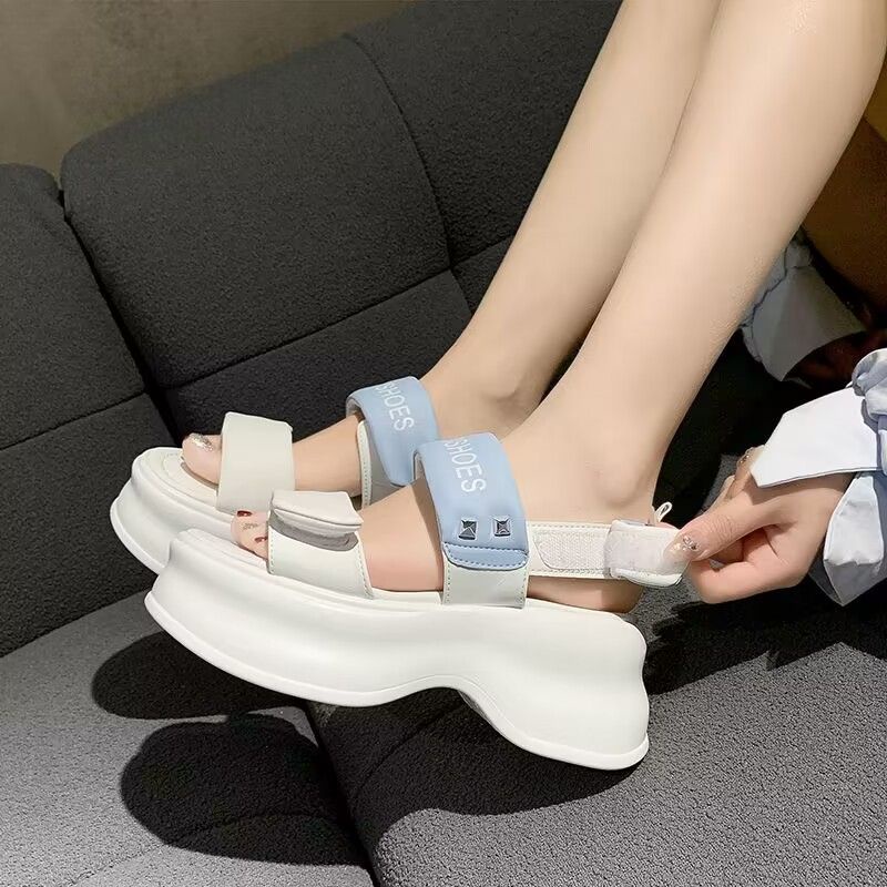 Giày Sandal Bằng Da Thật Đế Dày Hở Ngón Quai Dán Khóa Dán Thời Trang 2023 Cho Nữ