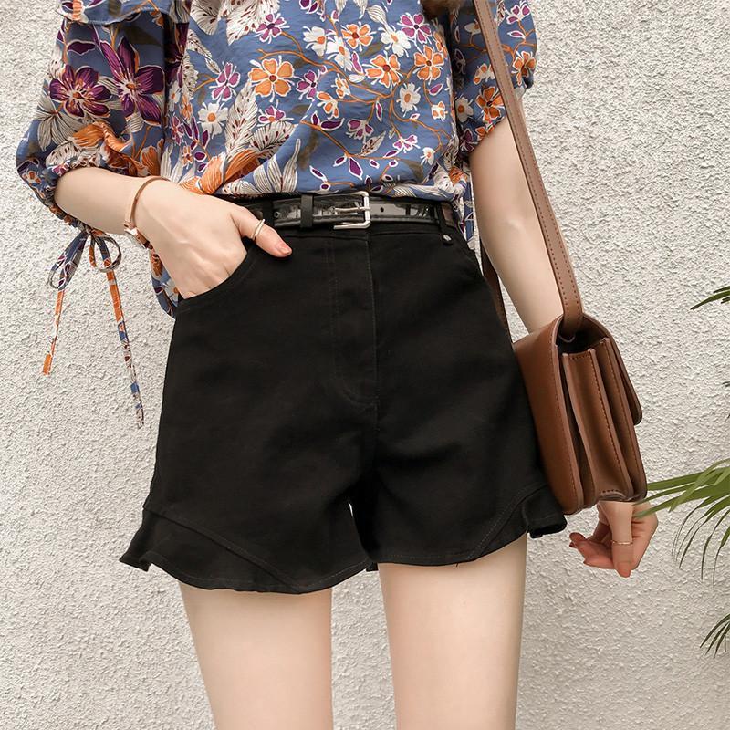 Jiashucheng Quần Short Denim Màu Trắng Lưng Cao Dáng Rộng Phong Cách Hàn Quốc Thời Trang Mùa Hè Cho Nữ