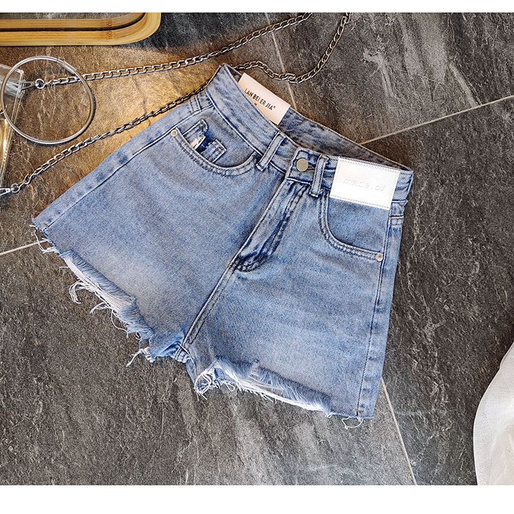 Jiashucheng Quần Short Denim Lưng Cao Dáng Rộng Rách Cá Tính Hợp Thời Trang Xuân Hè Cho Nữ