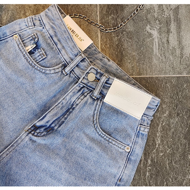Jiashucheng Quần Short Denim Lưng Cao Dáng Rộng Rách Cá Tính Hợp Thời Trang Xuân Hè Cho Nữ