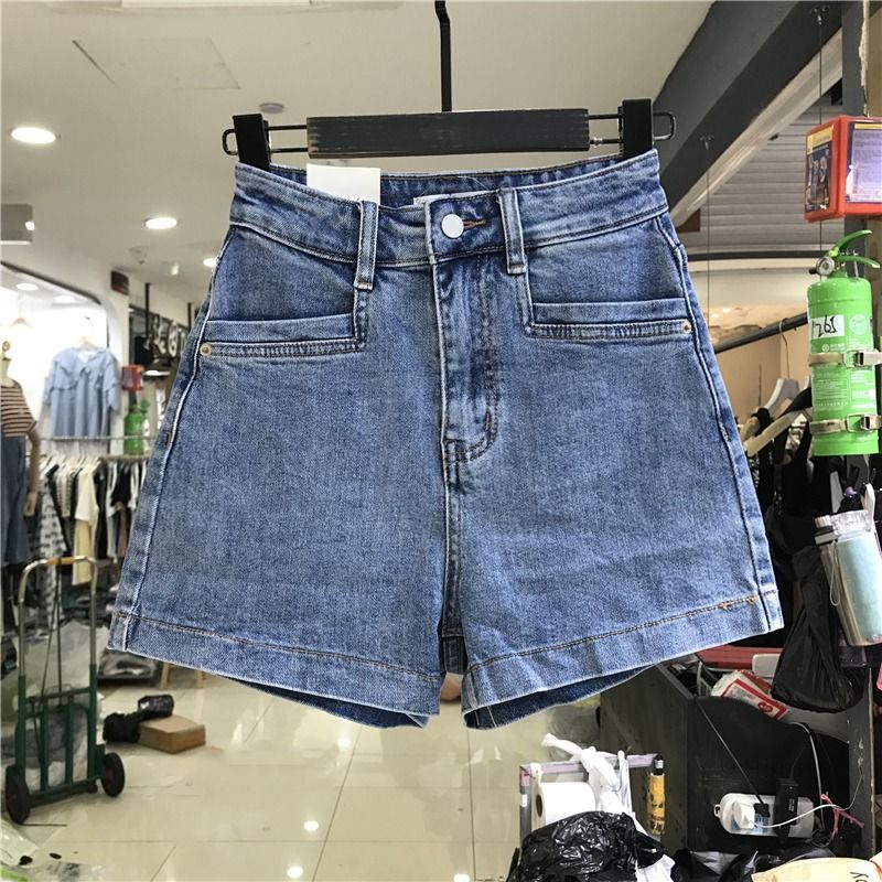 Jiashucheng Quần Short Denim Màu Đen Lưng Cao Dáng Rộng Mỏng Cỡ Lớn Thời Trang Mùa Hè