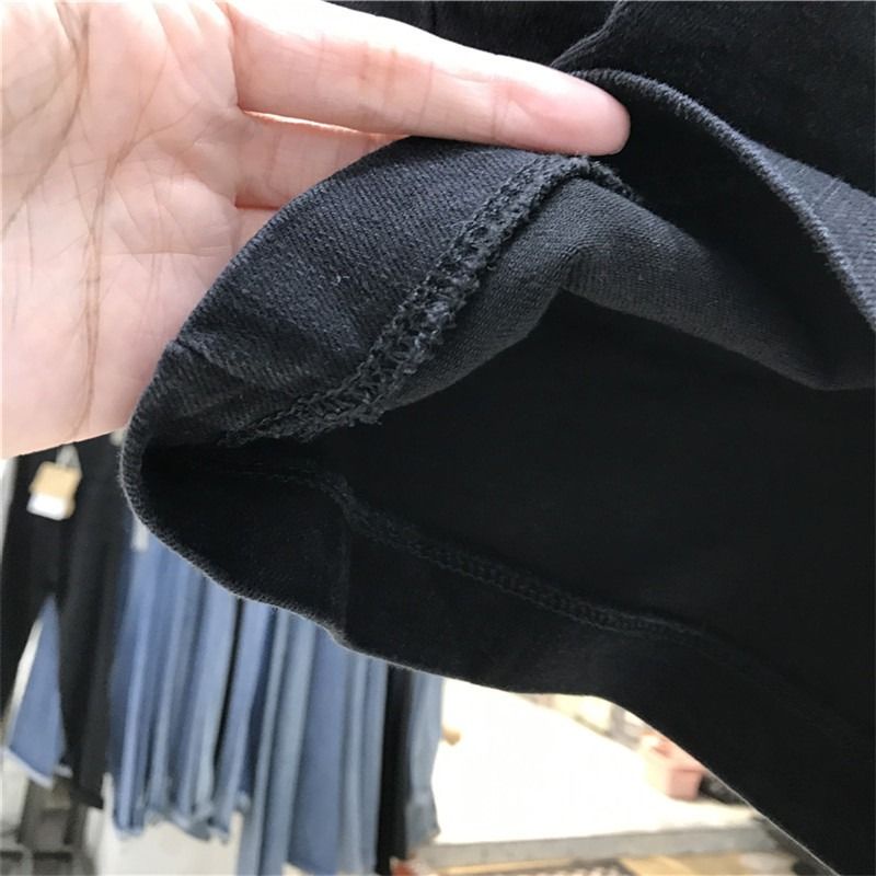 Jiashucheng Quần Short Denim Màu Đen Lưng Cao Dáng Rộng Mỏng Cỡ Lớn Thời Trang Mùa Hè