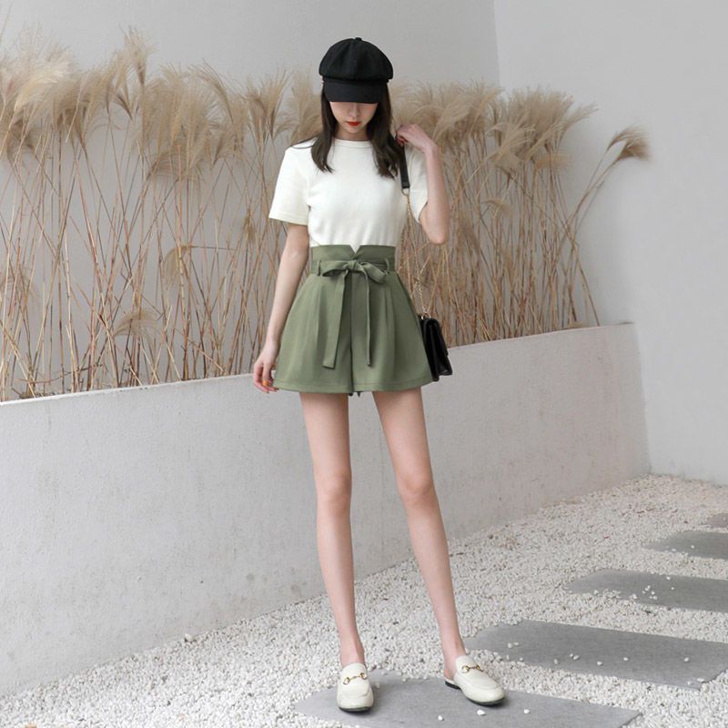 Quần Short Nữ Lưng Cao Dáng Rộng Phong Cách Hàn Quốc Mới